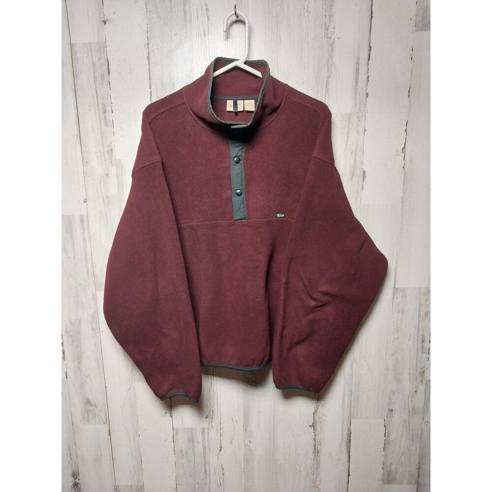 Woolrich Polartec Burgundy Snap Pullover Fleece Sweatshirt Size 2XL Made In USA